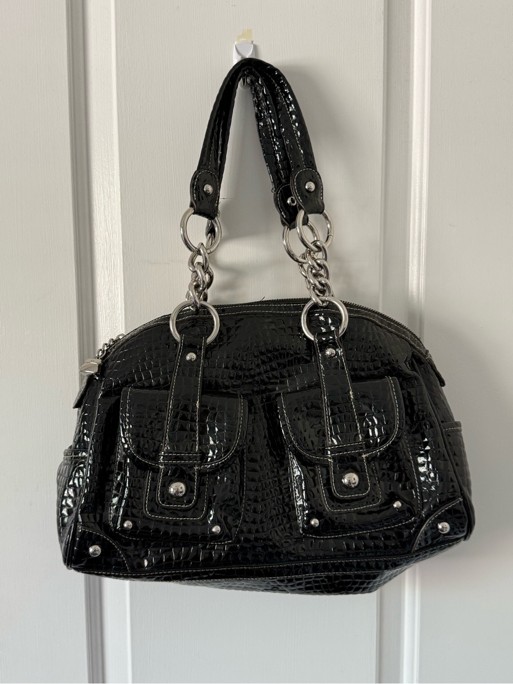 Vintage Y2K Kathy Van Zeelans black alligator bag
